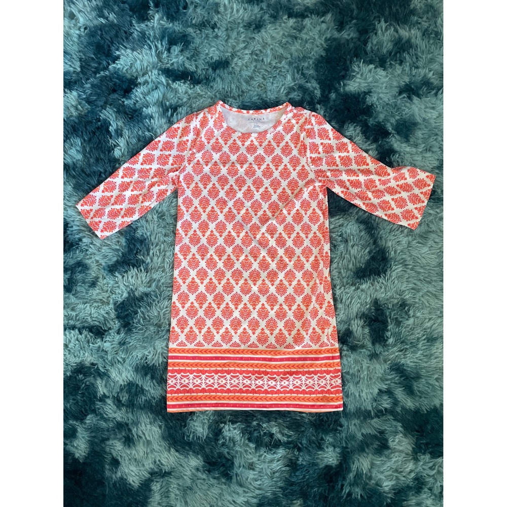 Cabana Life Kids Girls Dress Size‎ 14 Orange White Patterned Swim Cover Up